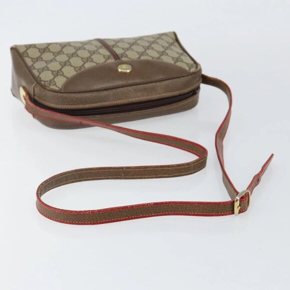 GUCCI GG Supreme Web Sherry Line Bag PVC Beige Gold 001 261 1086 Auth BA6005 - Picture 8 of 16